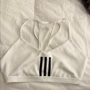 Adidas Women's White Sports Bra with Black Stripes